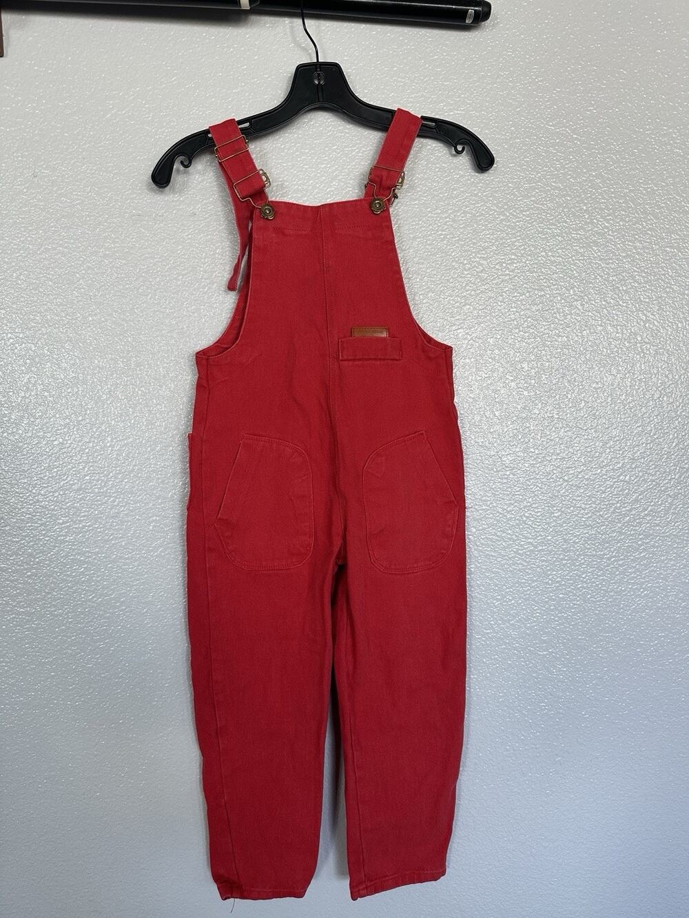 Hand Made Children’s Unisex Red Overalls Size 120